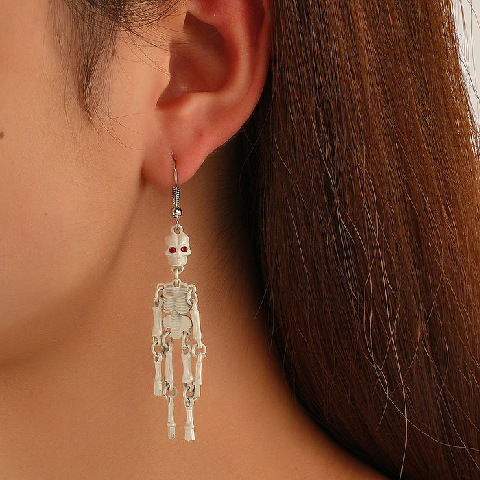 Wholesale Retro Exaggerated Earrings  Gothic Horror Skull Heart Alloy Earrings