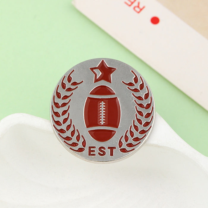 Wholesale Football paint commemorative badge football sports schoolbag decoration alloy brooch