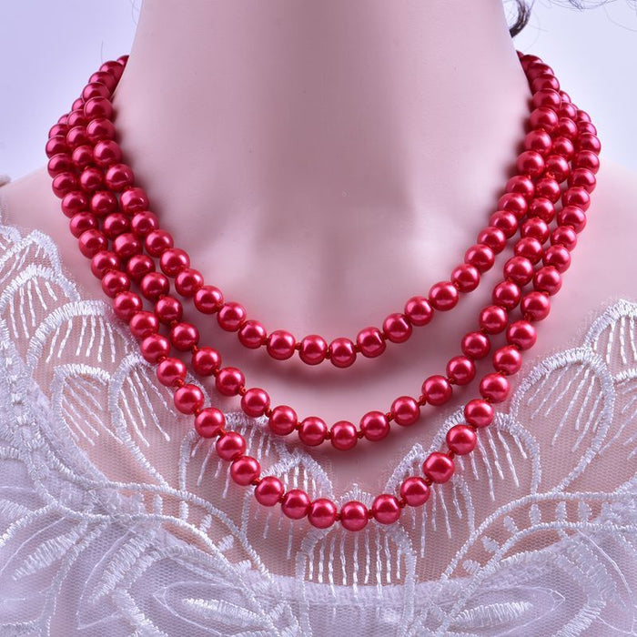 Wholesale  Pearl Necklace Woolen Chain Long Women's All-match Pendant Double Decorations