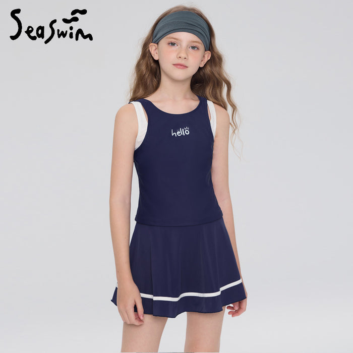 Wholesale New Split Three piece Swimsuit for Girls, Sunscreen and Conservative Children's Swimsuit
