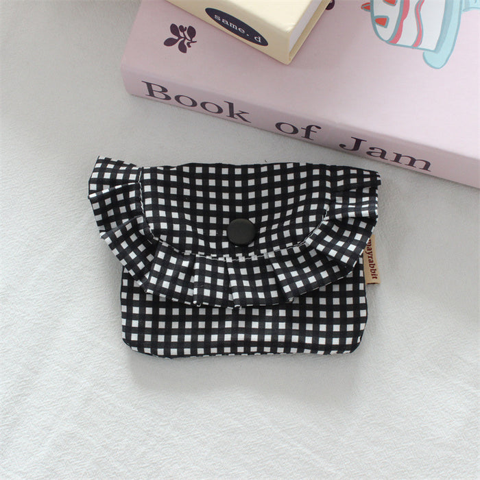 Wholesale Gingham Plaid Flap Pouch Card Holder Wallet For Women Portable Purse For Everyday Use Home Storage