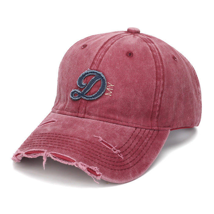 Wholesale Distressed Baseball Cap with Letter D Embroidery Retro Fashion Accessory