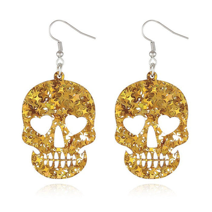 Wholesale Star sequins acrylic earrings women' s simple personality  skull pendant plate earrings
