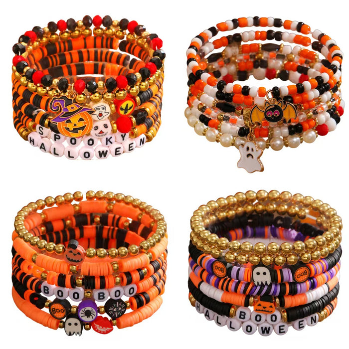 Wholesale  Bracelet Set Funny Pumpkin Bracelet Ghost Festival Polymer Clay Skull Bracelet Jewelry