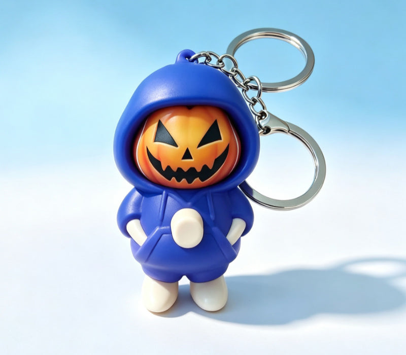 Wholesale Plastic  Hooded Pumpkin Figure Keychain Creative Ghost Blue Pendant Gift Decorative Accessory