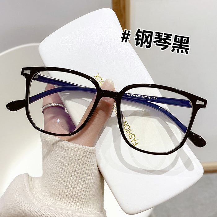 Wholesale Large frame anti blue light eyeglass frame, fashionable and high-end sensory artifact TR flat mirror frame