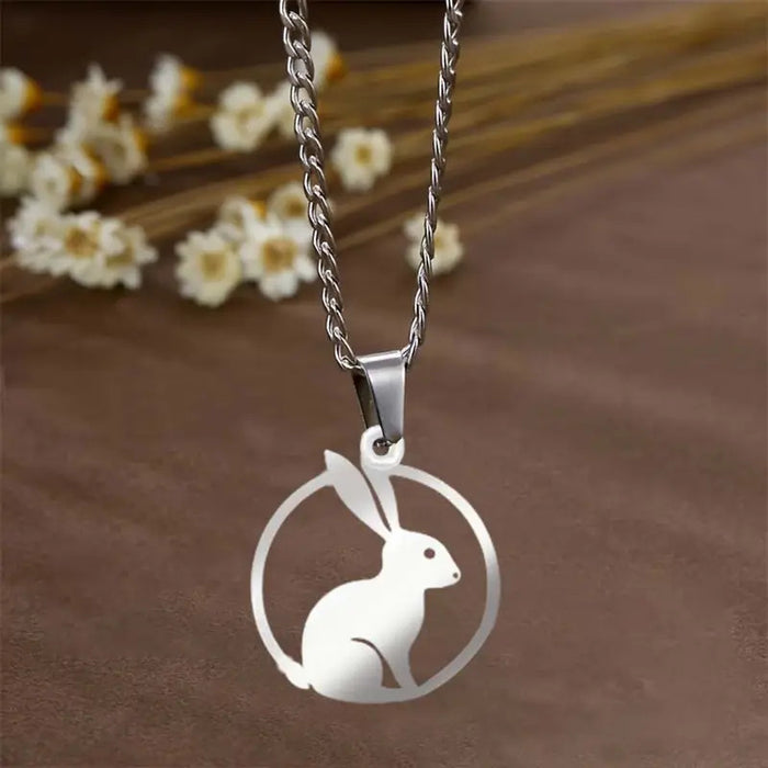Wholesale Stainless steel rabbit necklace exclusively for fashionable new hollow collarbone chain titanium steel necklace