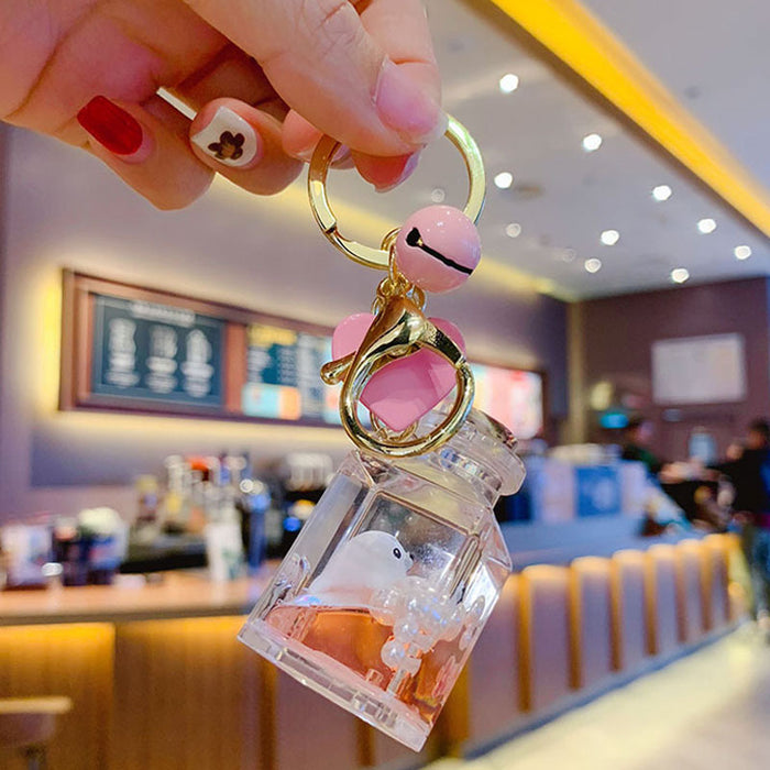 Wholesale Acrylic Floating Small Goldfish Drift Bottle Keychain JDC-KC-RunX018