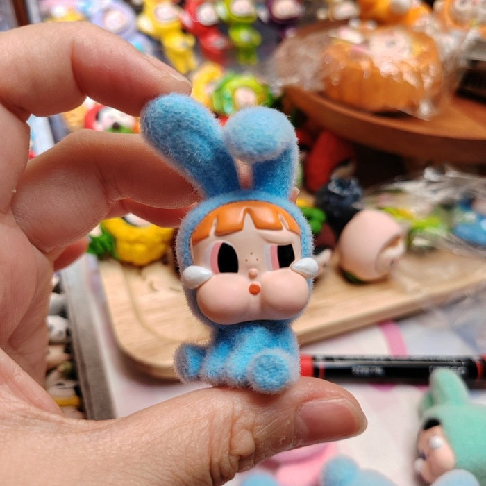 Wholesale Cartoon cute flocked PVC keychain toy