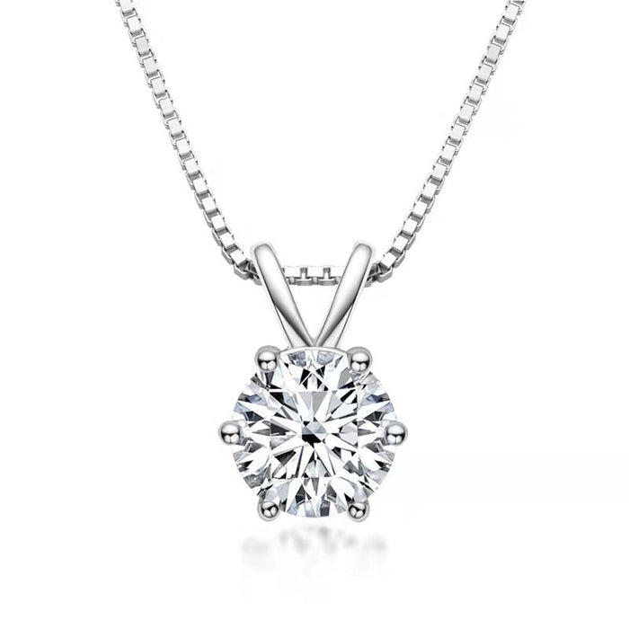 Wholesale Necklace with high-end feel, single diamond pendant, collarbone chain, silver jewelry