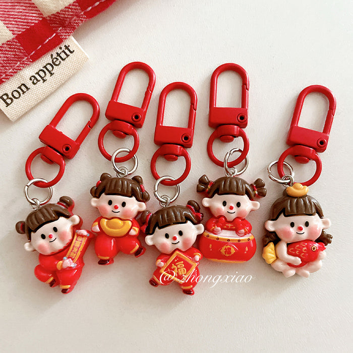 Wholesale Keychain pendant cute cartoon student backpack hanging accessory with accessories