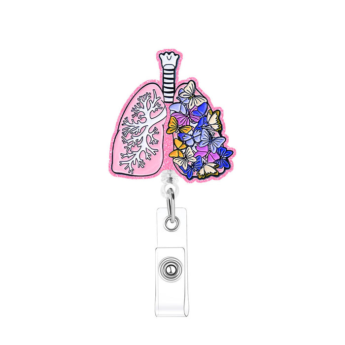 Wholesale Acrylic Heart and Lung Creative Pattern Retractable Clip Acrylic Keychain JDC-KC-QiDing012