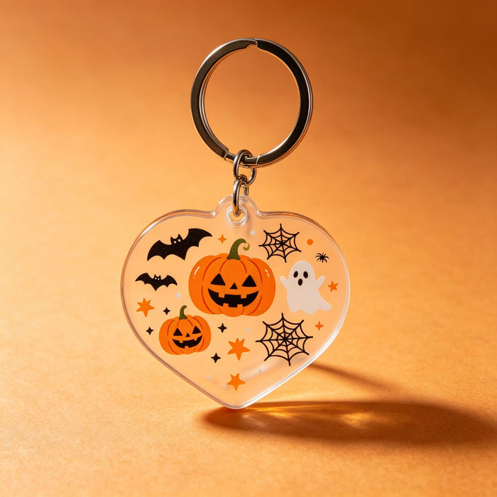 Wholesale Acrylic Pumpkin Ghost Keychain Multi-Shape Holiday Gift Bag Charm MOQ≥2
