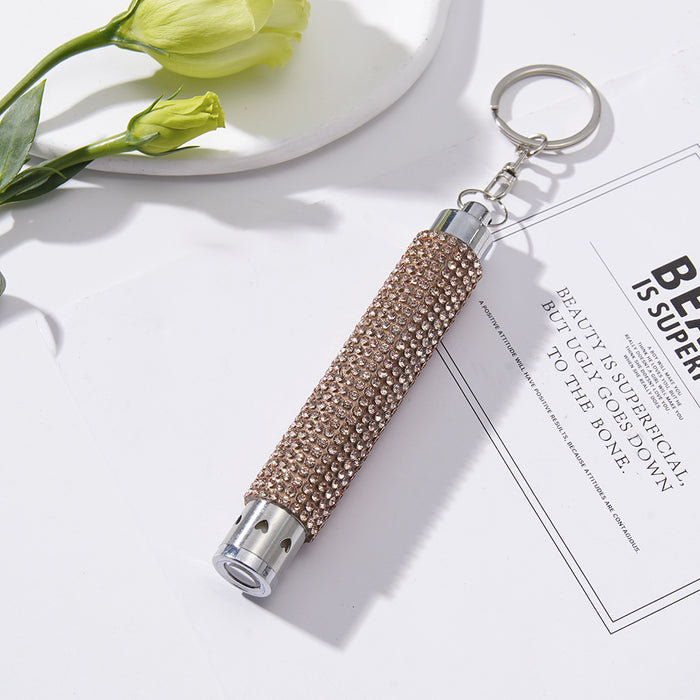 Wholesale Diamond-studded Mini Flashlight Metal Keychain JDC-KC-ZY015