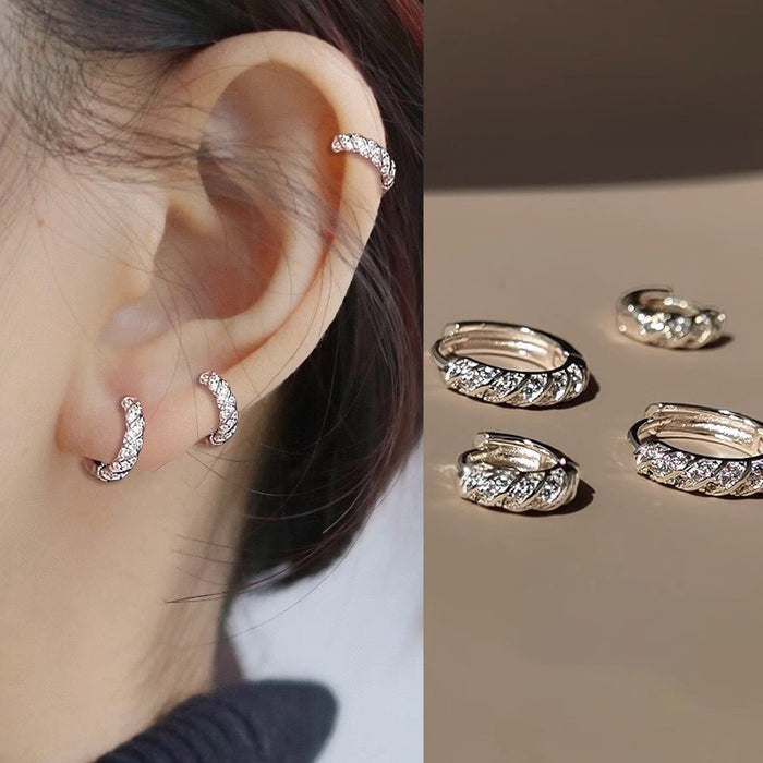 Wholesale Zircon Plain Ring Earrings with Circular Charm, Light Luxury and High Grade