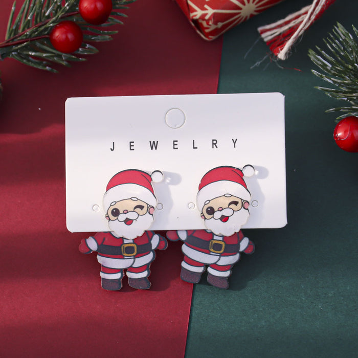 Wholesale Cute cartoon front and back Christmas earrings Cute snowman and elk earrings for women with an atmospheric gift