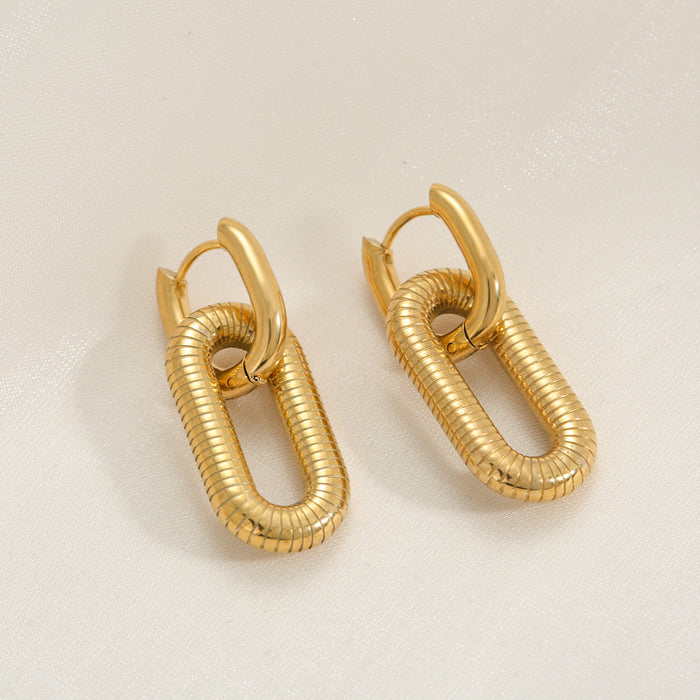 Wholesale Statemente Earrings Stainless Steel Square Thread Earrings