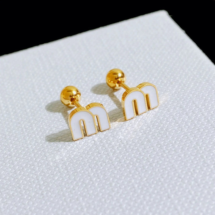 Wholesale Mini Stainless Steel Letter M Ear Bone Stud Earrings JDC-ES-Xuel002