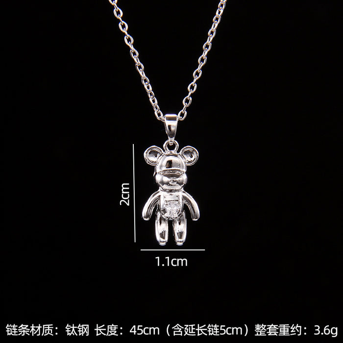 Wholesale fashion zircon love bear pendant small necklace