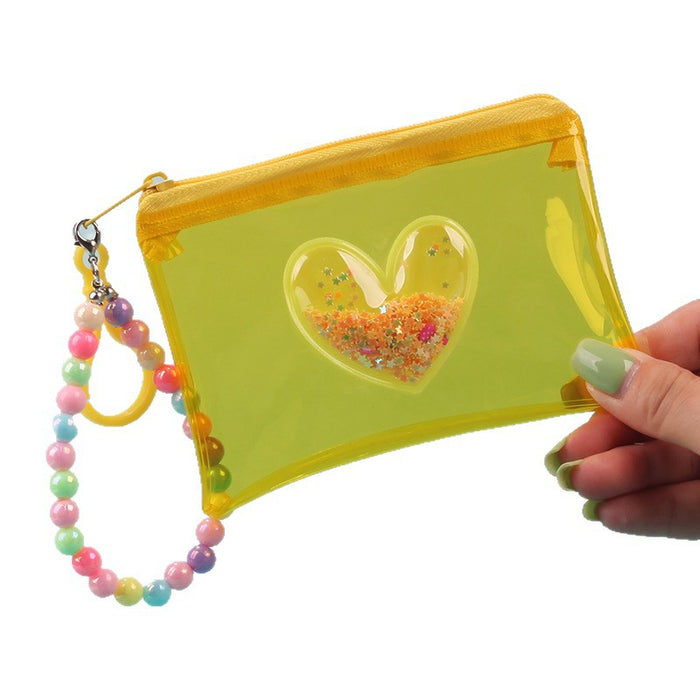 Wholesale Love Heart Quicksand Clear PVC Coin Purse Card Holder Fashion Accessory For Boutique Resale