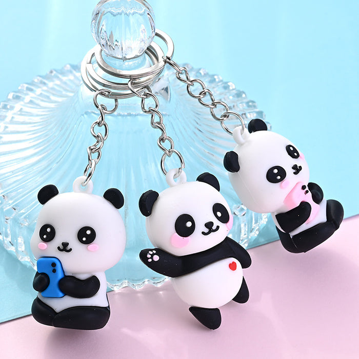 Wholesale Cute Panda Keychain Doll Cartoon Schoolbag Pendant