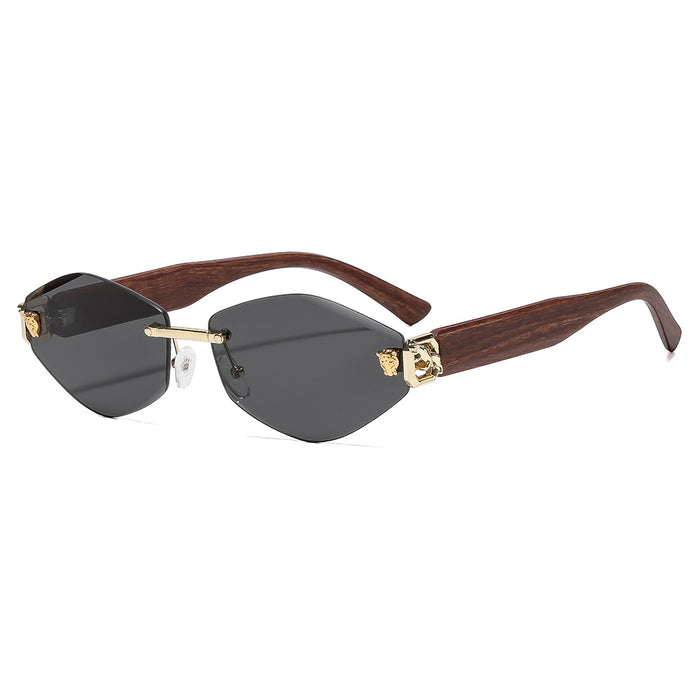 Wholesale Frameless Sunglasses Gold Frame Gray Lens UV400 Street Fashion Accessory