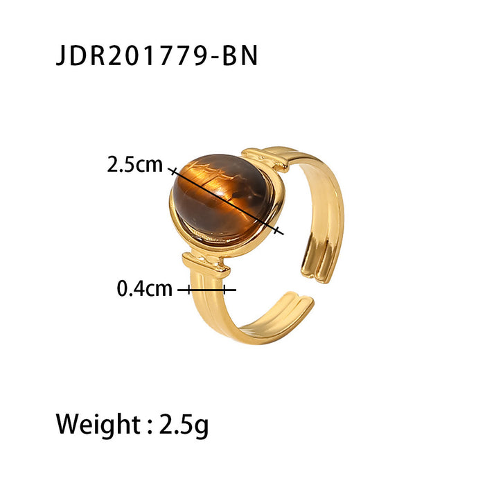 Wholesale Natural stone ring, versatile gemstone bracelet, titanium steel open ring