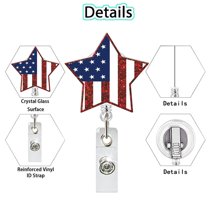 Wholesale Acrylic Independence Day Flag Sausage Footprints Retractable Badge Scroll Keychain JDC-KC-ZhuoJin001