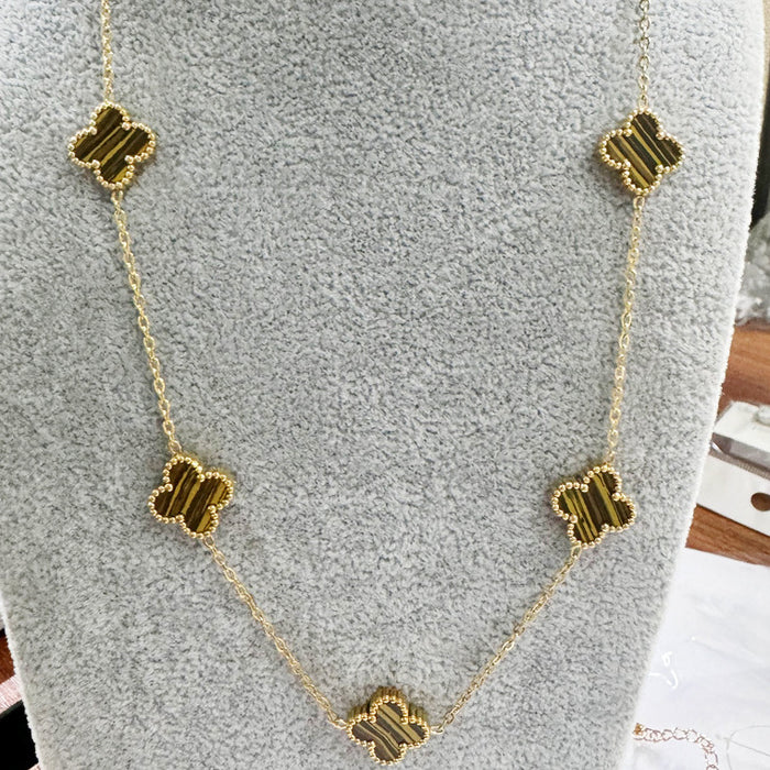 Wholesale 13MM titanium steel 5-link necklace  four-leaf clover necklace