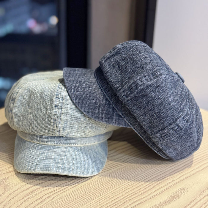 Wholesale New retro washed denim beret octagonal hat fashionable hat