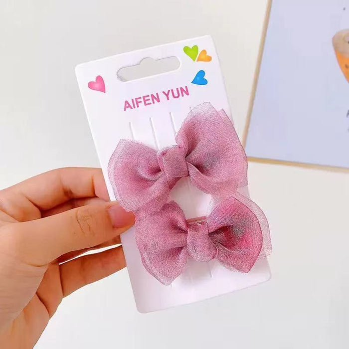 Wholesale Children' s Cloth Strawberry Hair Clips Pink 2-Piece Set Cute Hair Accessory