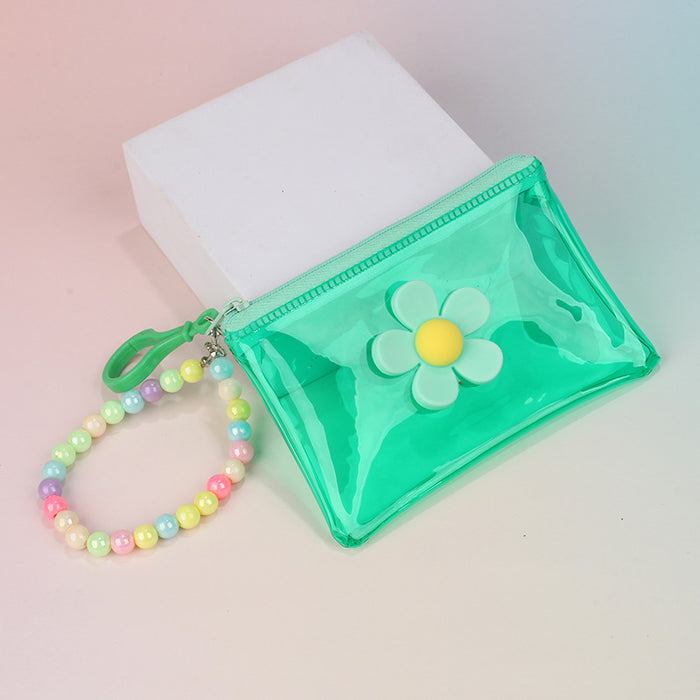 Wholesale Street Trend Floral Plush Coin Purse With PVC Transparent Key Chain Bag For Everyday Use