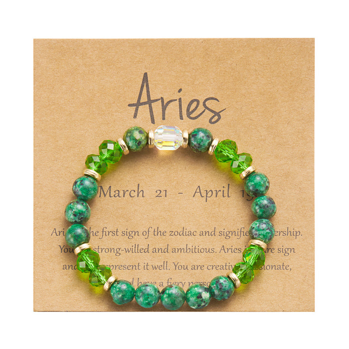 Wholesale twelve constellation bracelet imitation natural stone beaded bracelet color stone constellation paper card bracelet