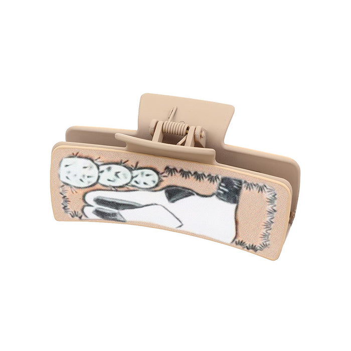 Wholesale Western Denim Wind Cactus Leather Women' s Hairpin Grab Clip Shark Clip