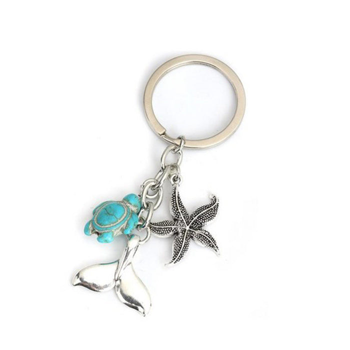 Wholesale Turtle, Starfish, Mermaid Tail Alloy Keychain JDC-KC-JunA001