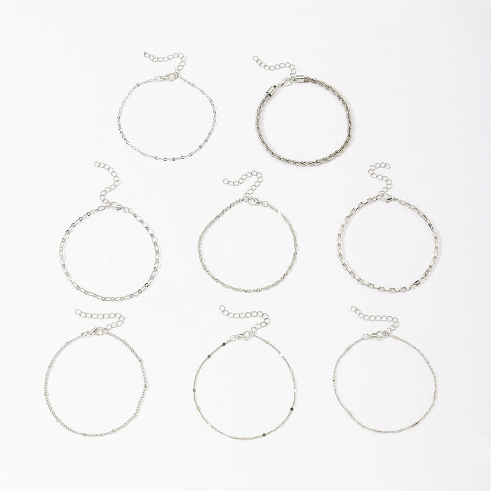 Wholesale Alloy Jewelry Personalized Stacked Bracelet Set Fashionable Multi layer Chain Bracelet with Eight Cuban Chains