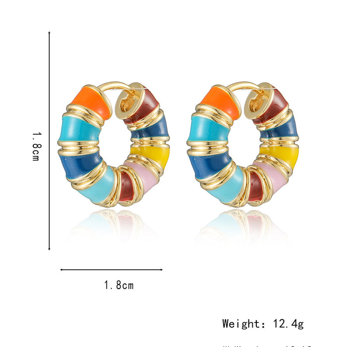 Wholesale Fashionable and versatile design, new earrings, retro drip oil ear buckle
