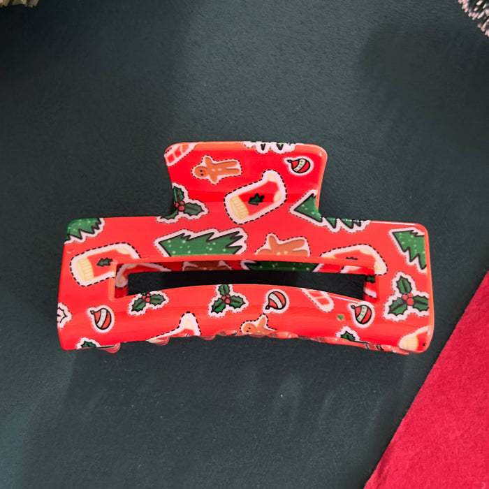 Wholesale Christmas Pickled Gingerbread Man Elk Hair Clip Christmas Elements Hair Grab Hair Ornament Shark Clip