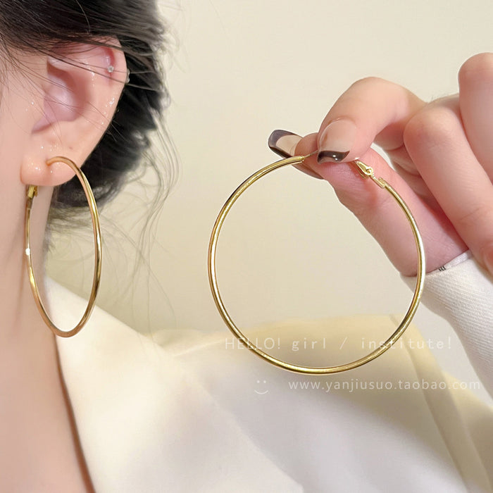 Wholesale Simple plain circle earrings, light luxury, niche earrings, high-end feel, unique temperament, ear rings