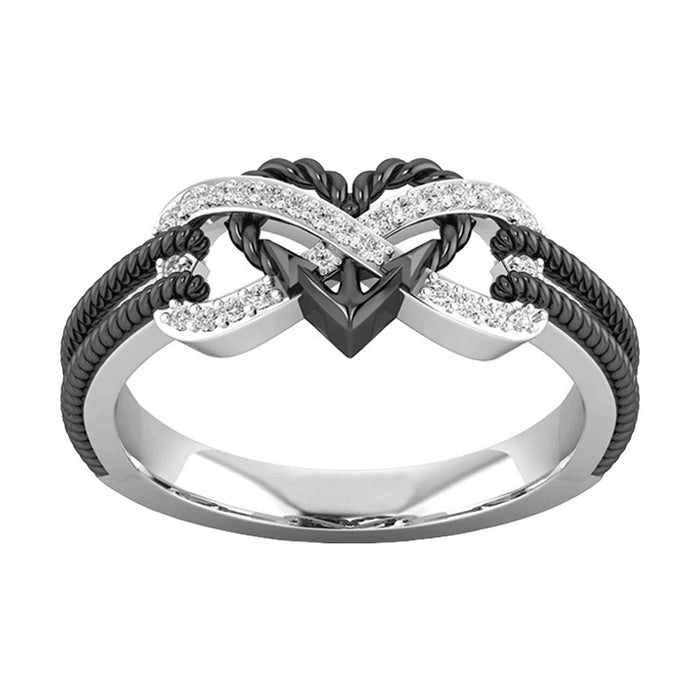 Wholesale Stainless Steel Black Heart Shaped Couple Ring JDC-RS-YinCheng001