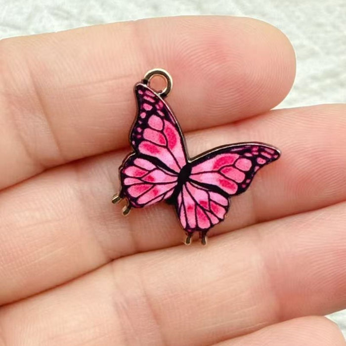 Wholesale 10 PCS DIY alloy enamel colorful butterfly single pendant charm