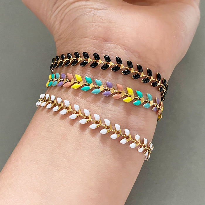 Wholesale Original New Product 6mm Double sided Drip Oil Aircraft Bracelet Vacuum Plated Stainless Steel Bracelet