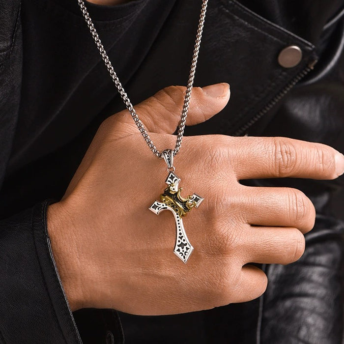 Wholesale Stainless steel Hip-Hop Men Necklaces Crowncross necklace