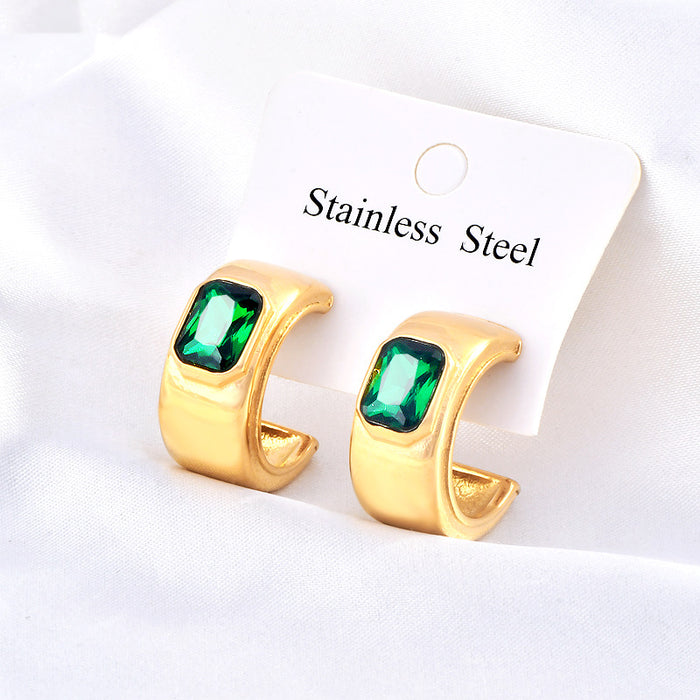 Wholesale Titanium Steel C-Shaped Earrings: Edgy and Geometric Ear Jewelry in Euro-American Style