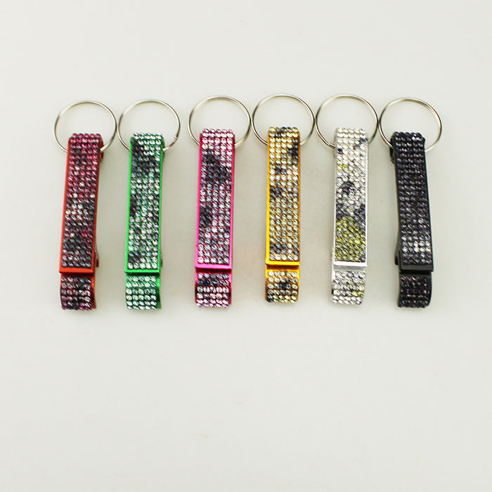 Wholesale Rhinestone Nature Style Alloy Beer Bottle Opener Keychain Grey Car Key Accessory Gift