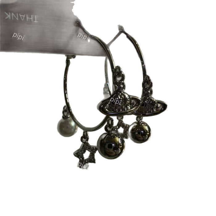 Wholesale Unique tassel earrings with a niche design circle, high-end and versatile earrings