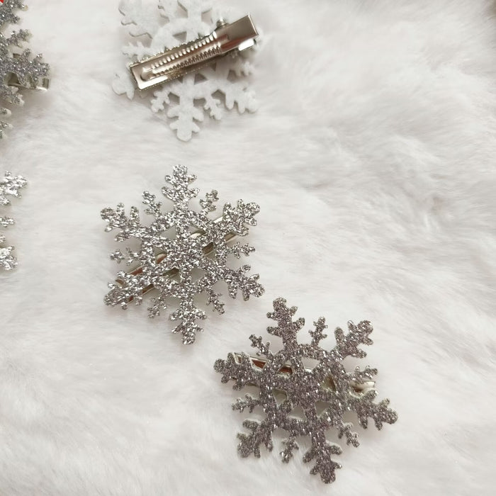 Wholesale Sparkling Snowflake Duckbill Clip For Women Christmas Winter Handmade Hair Accessory Gift