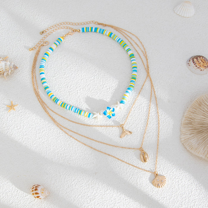 Wholesale Jewelry Fashion Ocean Style Soft Pottery Shell Pendant Necklace