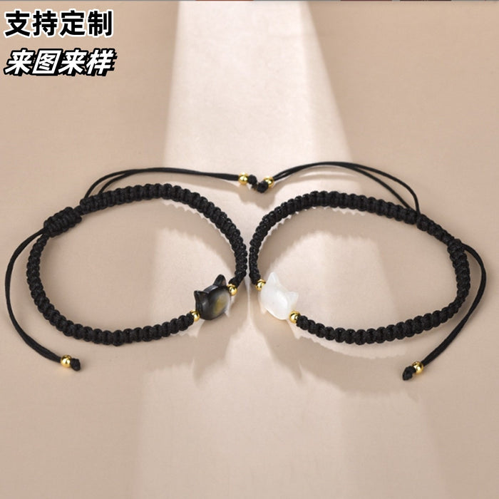 Wholesale Shell Cat Handmade Braided Hand Rope Couple Bracelet, Small and Simple Versatile Handmade Decoration