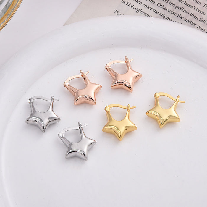 Wholesale Personalized temperament new earring three-dimensional five pointed star ear buckle
